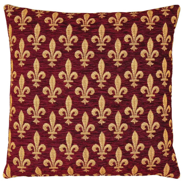 Fleur de Lys Burgundy Cushion