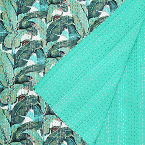 Kantha Throw - Green Leaf