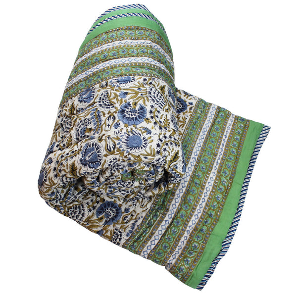 NEW IN Green & Blue Floral Quilt