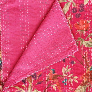 Kantha Throw - Hot Pink Birds