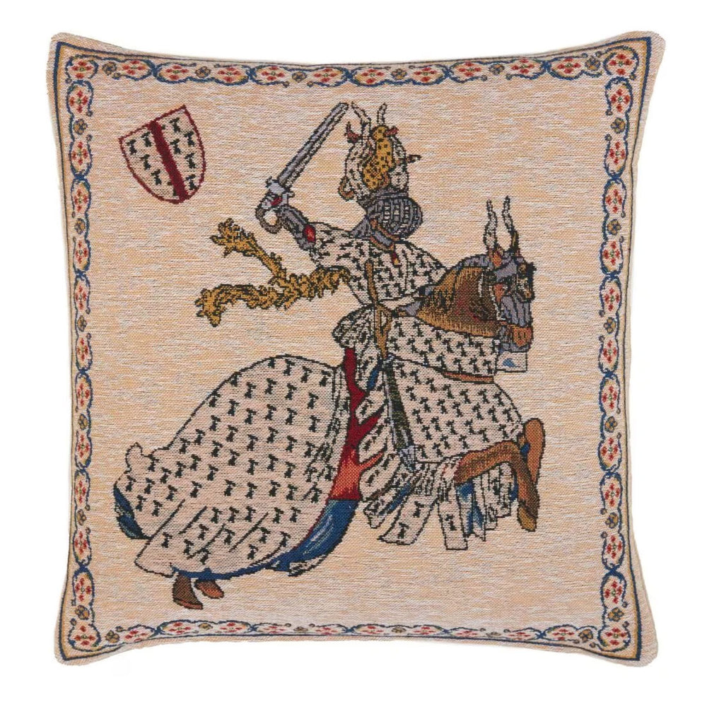 Medieval Jousting Duke White Cushion