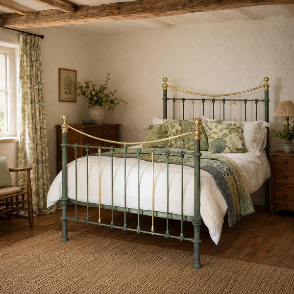 King Size Antique Bed in Green Verdigris MK350