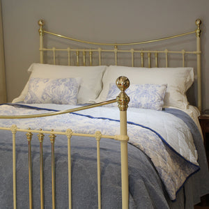 King size antique bed finished in cream