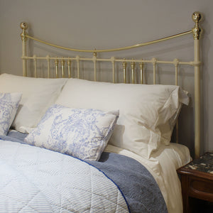 King size antique bed finished in cream