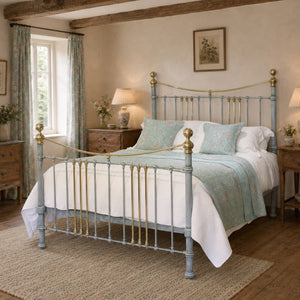 King Size Antique Bed in Blue Verdigris MK349