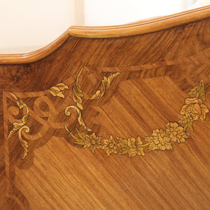 Close up of mahogany antique bed