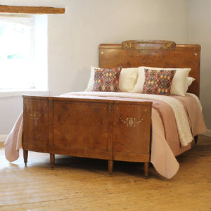 Art Deco Burr Walnut Antique Bed