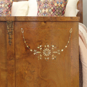 Art Deco Burr Walnut Antique Bed