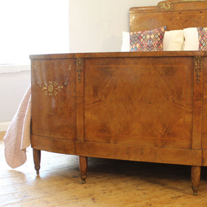 Art Deco Burr Walnut Antique Bed
