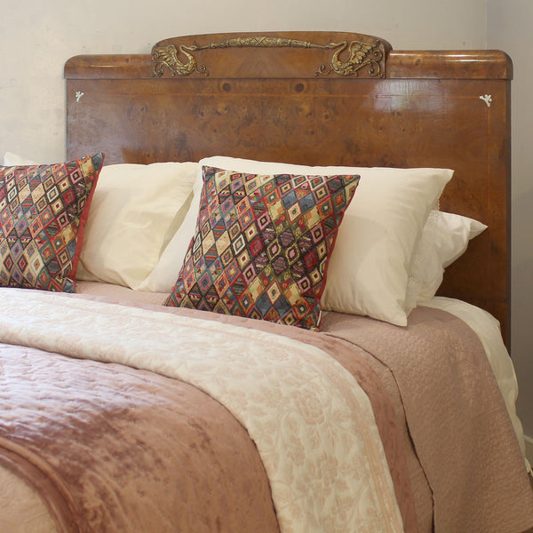 Art Deco Burr Walnut Antique Bed
