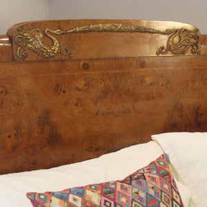 Art Deco Burr Walnut Antique Bed