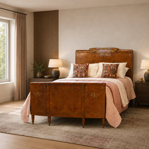 King Size Art Deco Inlaid Antique Bed WK213