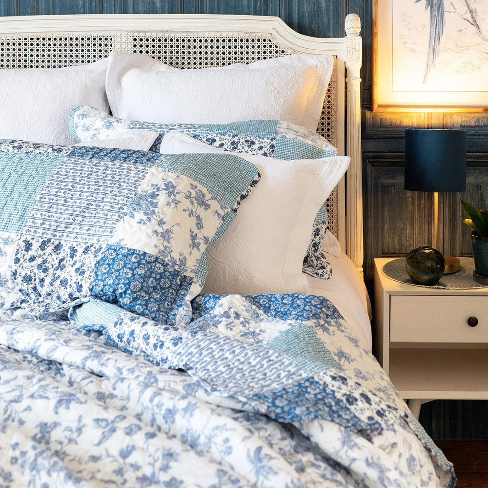 Margot Blue Patchwork Bedspread