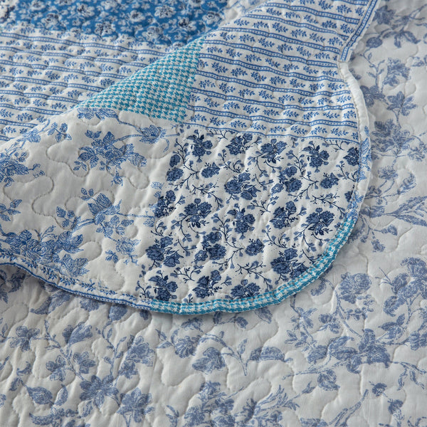 Margot Blue Patchwork Bedspread