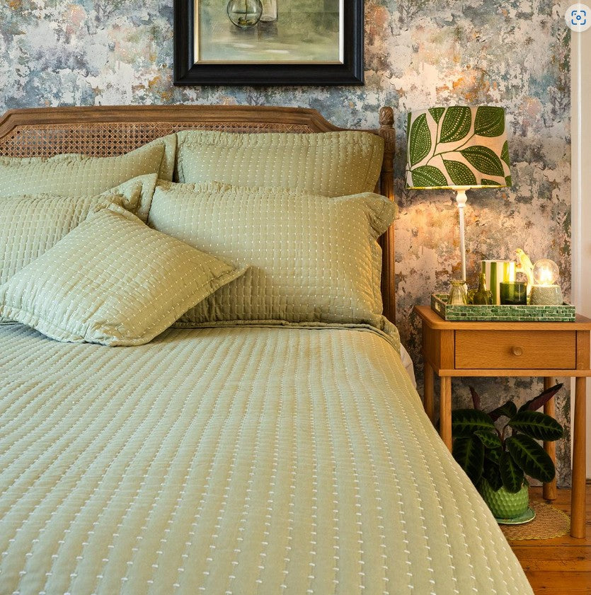 Melbury Olive Green Bedspread and Cushion Covers