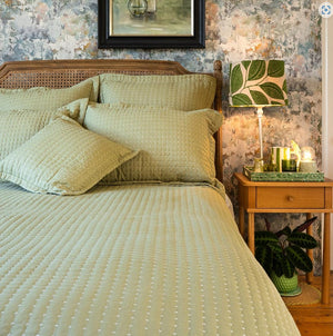 Melbury Olive Green Bedspread and Cushion Covers