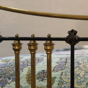 5ft Wide Brass and Iron Antique Bed Finished in Black MK338