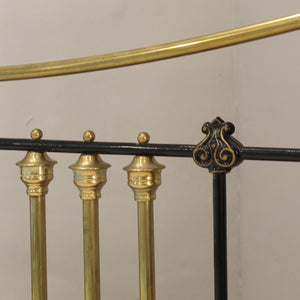 5ft Wide Brass and Iron Antique Bed Finished in Black MK338