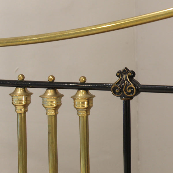 5ft Wide Brass and Iron Antique Bed Finished in Black MK338