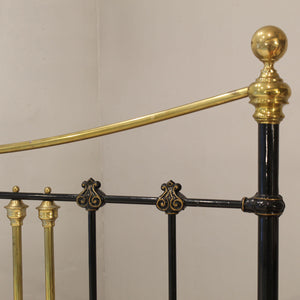 5ft Wide Brass and Iron Antique Bed Finished in Black MK338