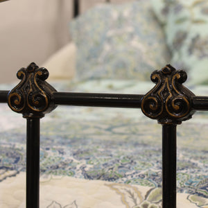 5ft Wide Brass and Iron Antique Bed Finished in Black MK338