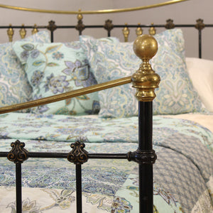 5ft Wide Brass and Iron Antique Bed Finished in Black MK338