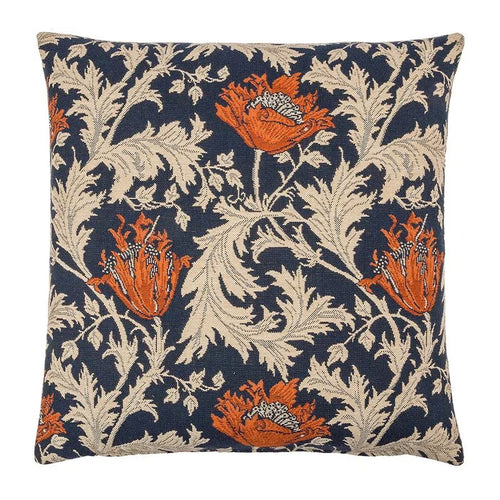 Morris Anenome Blue & Rust Cushion