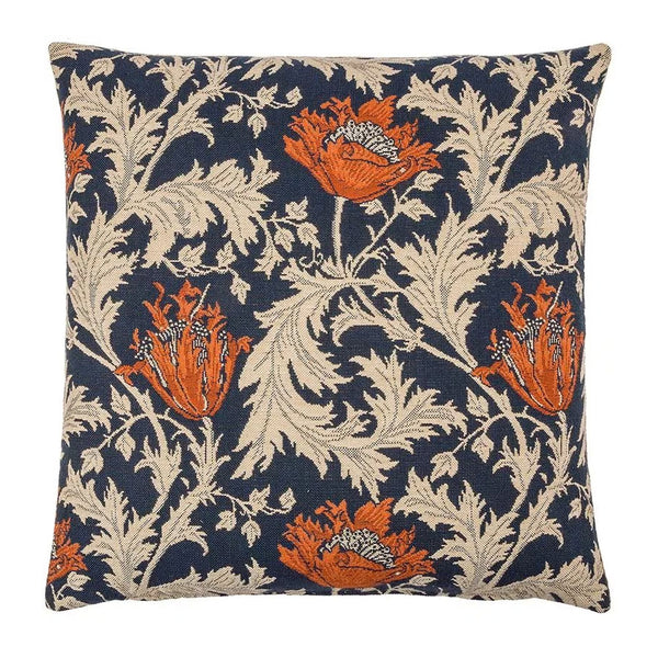 Morris Anenome Blue & Rust Cushion