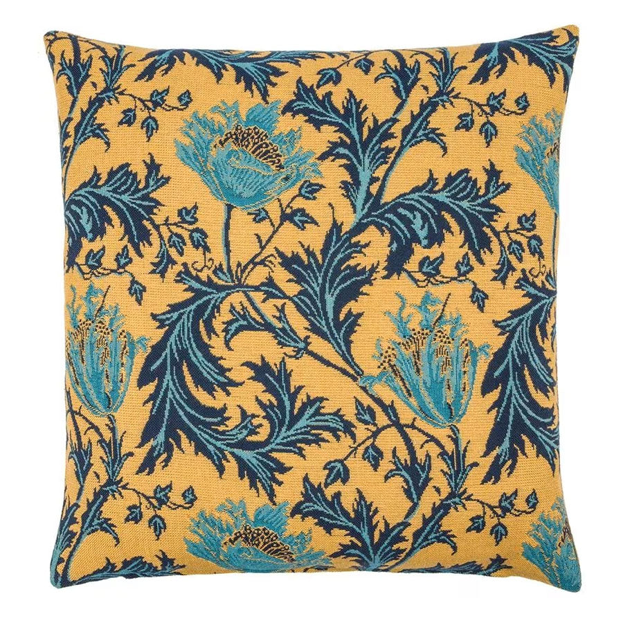 Morris Anenome Gold & Blue  Cushion
