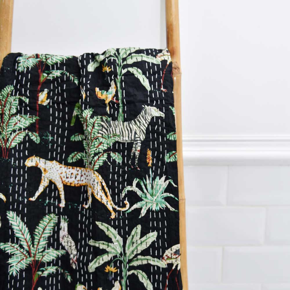 Kantha Throw - Night Safari