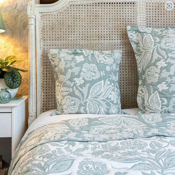 Olivia Green Jacquard Bedspread and Cushion Covers