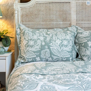 Olivia Green Jacquard Bedspread and Cushion Covers
