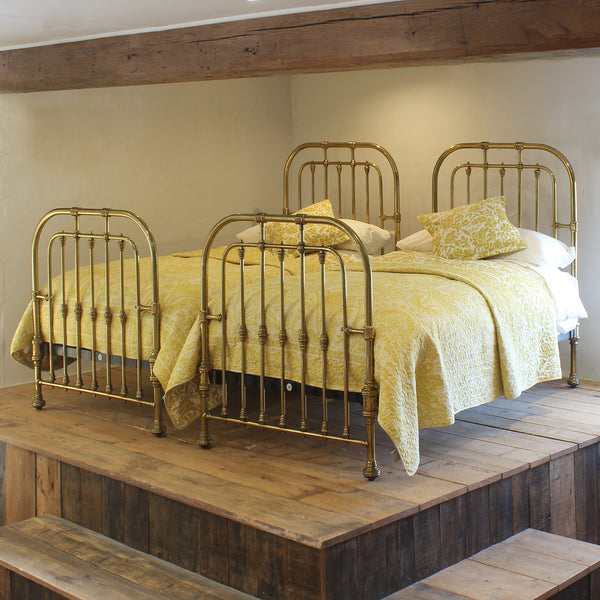 Pair of Single Antique Brass Beds, MP64