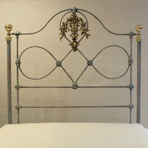 Pair of Platform Antique Beds in Blue Verdigris, MP65