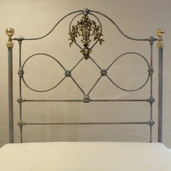 Pair of Platform Antique Beds in Blue Verdigris, MP65