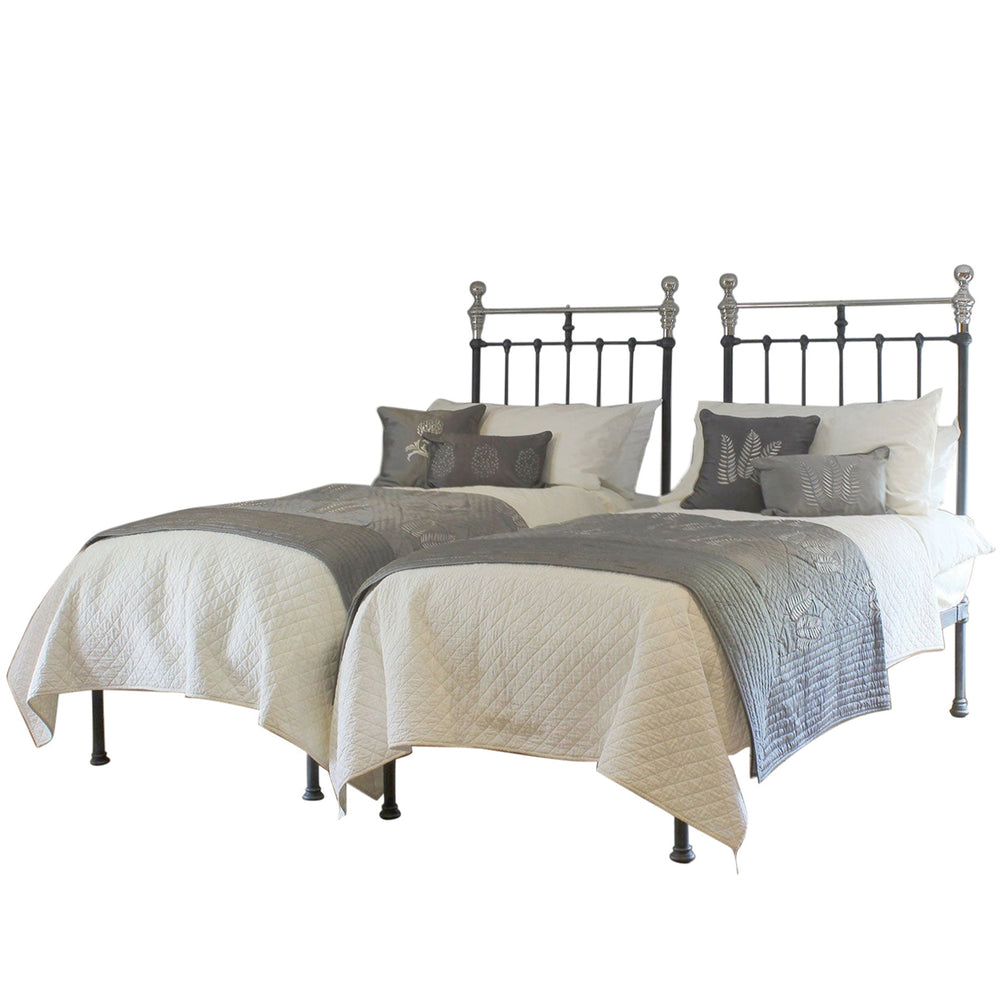 Pair of Charcoal and Nickel Platform Beds, MP62