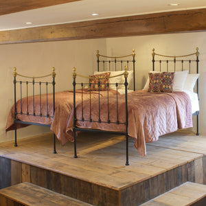 Pair of single antique beds in black