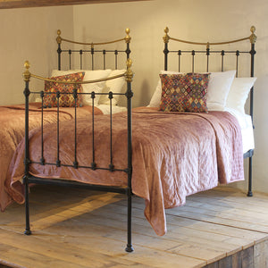 Pair of single antique beds in black