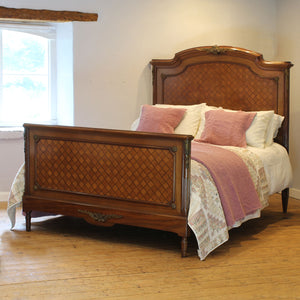 King Size French Mahogany Parquetry Bed WK191