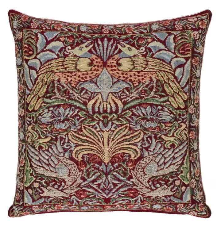 Peacock and Dragon Red Cushion