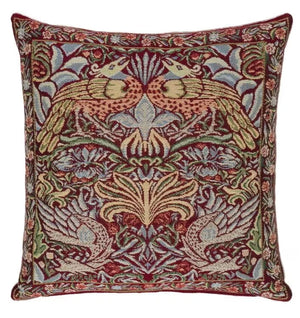 Peacock and Dragon Red Cushion