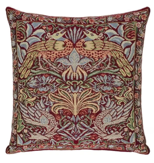 Peacock and Dragon Red Cushion