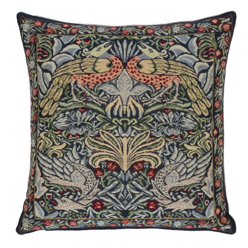 Peacock and Dragon Blue Cushion