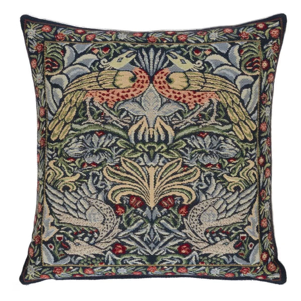 Peacock and Dragon Blue Cushion