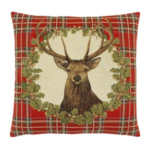 Stag Red Tartan Cushion