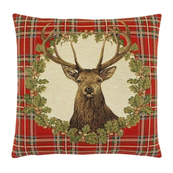 Stag Red Tartan Cushion