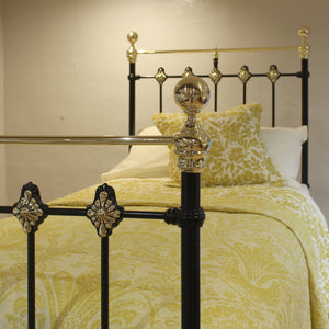 Black Antique Single Bed with Rosettes MS76