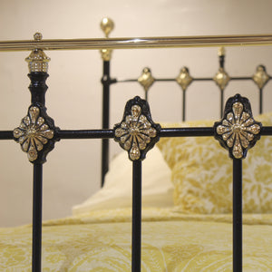 Black Antique Single Bed with Rosettes MS76