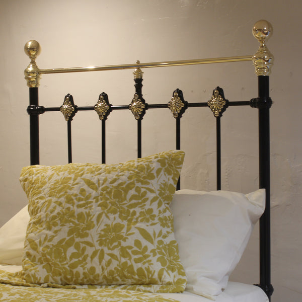 Black Antique Single Bed with Rosettes MS76