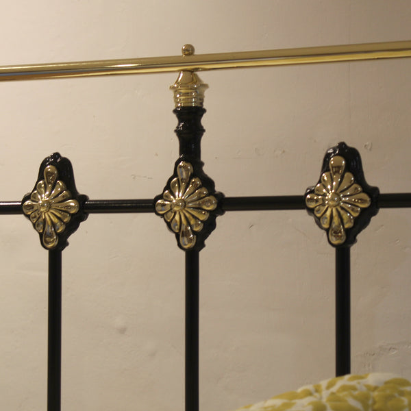 Black Antique Single Bed with Rosettes MS76